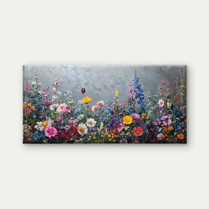 Wildflowers with Butterflies Wall Art Canvas Office Home Room Framed 120x60cm