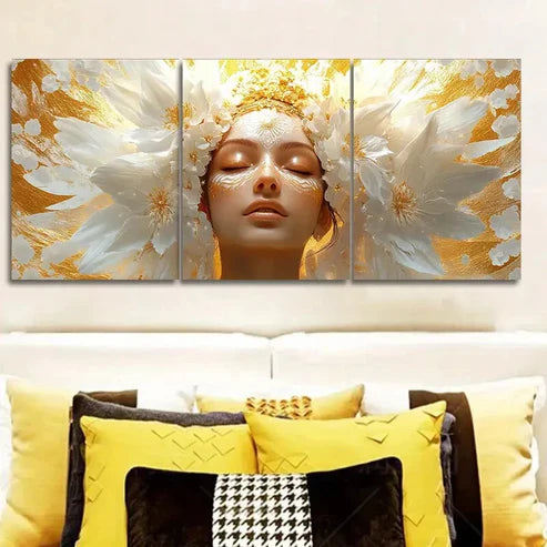 3pcs The goddess Indira Painting Wall Art Set Canvas Unframed - High Quality Print 100% Australian Made Wall Canvas