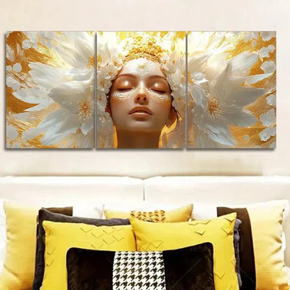 3pcs The goddess Indira Painting Wall Art Set Canvas Unframed - High Quality Print 100% Australian Made Wall Canvas