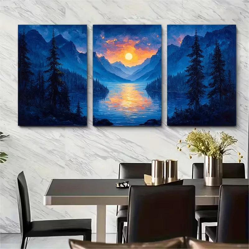 3pcs Columbia River Gorges Mountain Metal Print Ready to Hang Art - Bella Home Decor