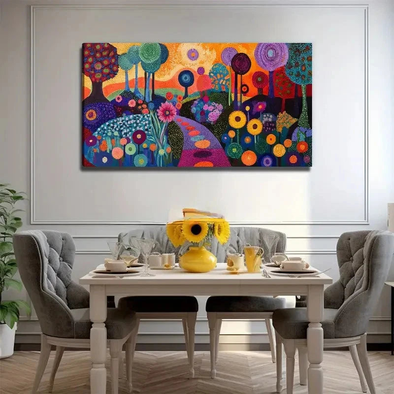 Abstract Park Painting - Modern Wall Art Canvas Office Home Room Framed 120x60cm