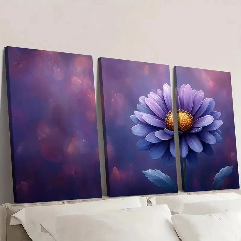 3pcs Chinese Aster Flower Interior Designers      Wall Art Set Canvas Framed 40x60cm - High Quality Print 100% Australian Made Wall Canvas Ready to Hang - Bella Home Decor