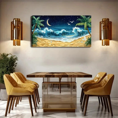 Bright Moon Starry Night Sky Wall Art Canvas Office Home Room Framed 120x60cm - Bella Home Decor