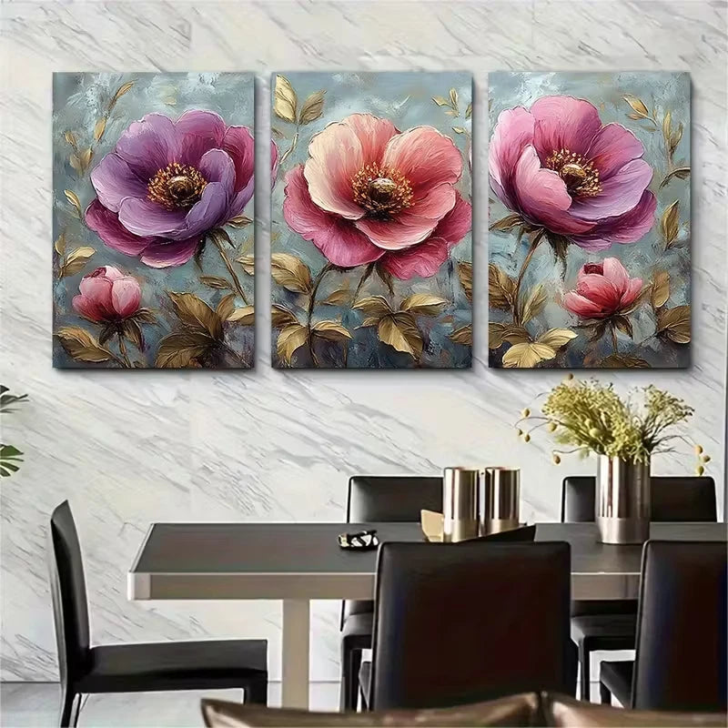 3pcs Elegant Botanical Metal Print Ready to Hang Art