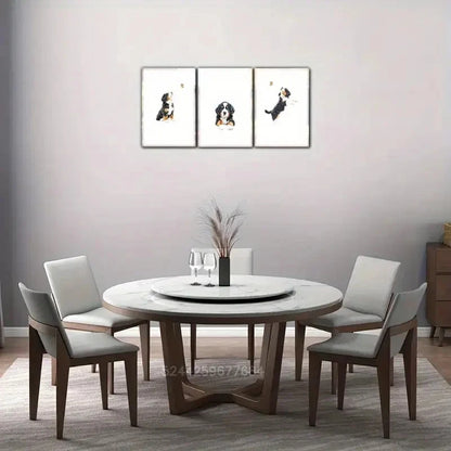 3pcs Vibrant Bernese Mountain Dog Print Metal Print Ready to Hang Art - Bella Home Decor