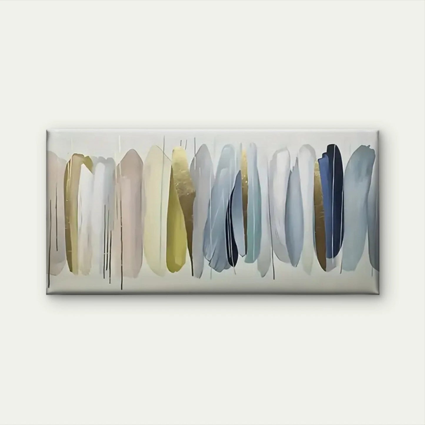 Golden Leaf Blue Feather Design Wall Art Canvas Office Home Room Framed 120x60cm