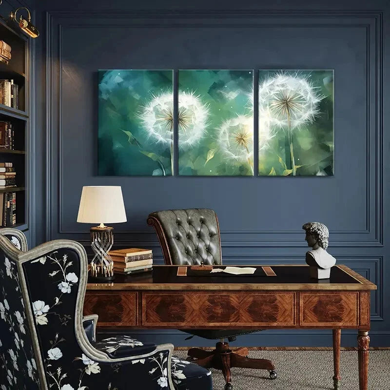 3pcs Artistic Dandelion Illustration Abstract Metal Print Ready to Hang Art - Bella Home Decor