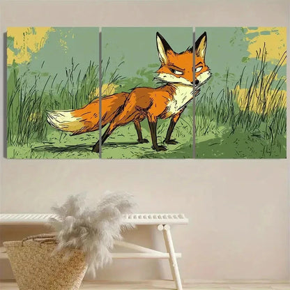 3pcs Vibrant Fox Wall Art Set Canvas Framed 50x70cm - High Quality Print 100% Australian Made Wall Canvas Ready to Hang