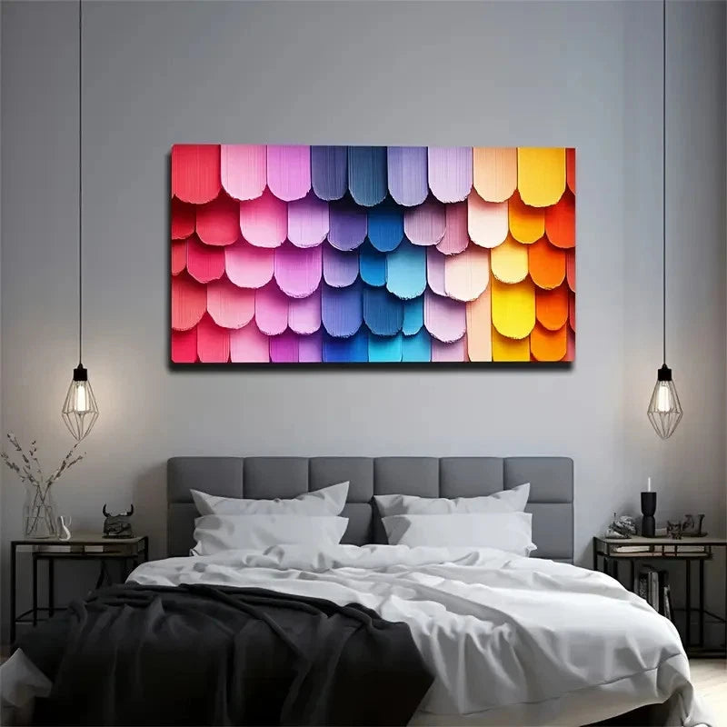 Vibrant Multicolor Modern Minim Wall Art Canvas Office Home Room Framed 120x60cm