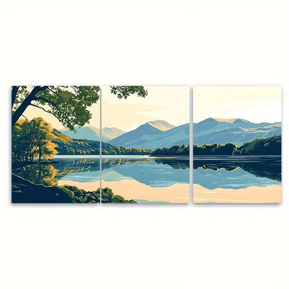 3pcs Vintage Coniston Travel Metal Print Ready to Hang Art