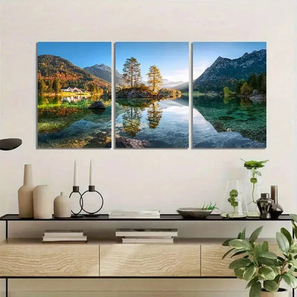 3pcs Lake Hintersee Sunrise Photography Metal Print Ready to Hang Art