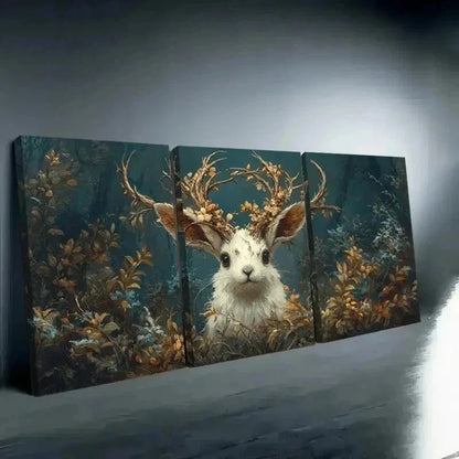 3pcs Moody Jackalope Canvas Wall Art Set Canvas Framed 60x90cm - High Quality Print 100% Australian Made Wall Canvas Ready to Hang