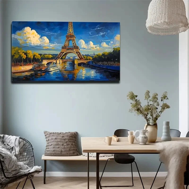 The Eiffel Tower Under Sky Wall Art Canvas Office Home Room Framed 120x60cm