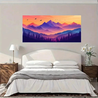 Mountain Sunset Landscape Wall Art Canvas Office Home Room Framed 120x60cm