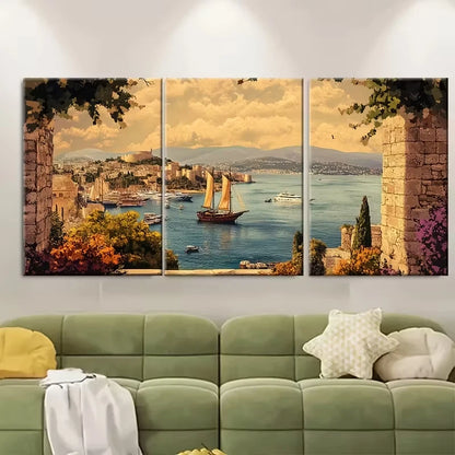 3pcs Bodrum Art, Turkey Metal Print Ready to Hang Art - Bella Home Decor