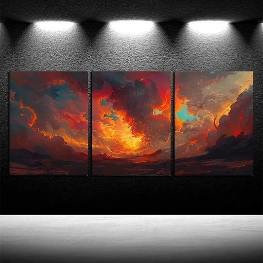 3pcs Vibrant Rotating Galaxies Design Wall Art Set Canvas Framed 50x70cm - High Quality Print 100% Australian Made Wall Canvas Ready to Hang
