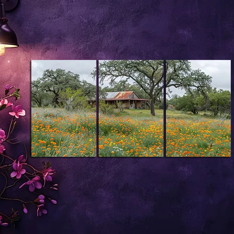 3pcs Home Decor Nestled in a peaceful valley Wall Art Set Canvas Framed 60x90cm - High Quality Print 100% Australian Made Wall Canvas Ready to Hang