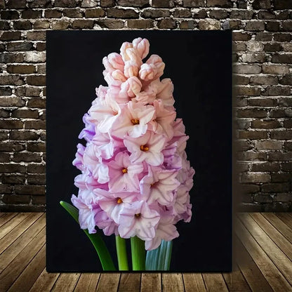 Stunning Hyacinth Flower in Pink & Purple Painting 40x60cm Metal Print Ready to Hang - Bella Home Decor
