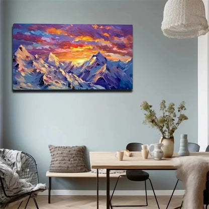 Vibrant Snow-Capped Mountains Wall Art Canvas Office Home Room Framed 120x60cm