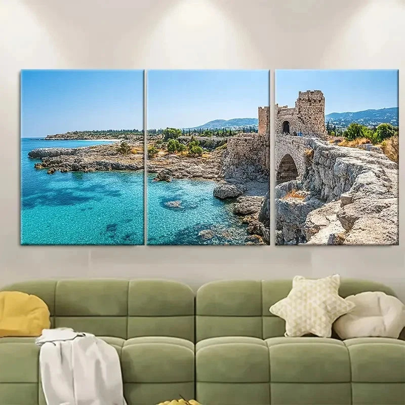 3pcs Cyprus Travel Prints NI    Wall Art Set Canvas Framed 50x70cm - High Quality Print 100% Australian Made Wall Canvas Ready to Hang - Bella Home Decor