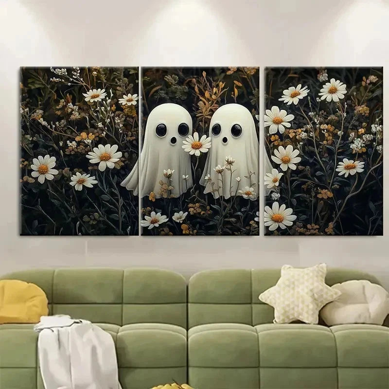 3pcs Adorable Ghost fi  Wall Art Set Canvas Framed 60x90cm - High Quality Print 100% Australian Made Wall Canvas Ready to Hang - Bella Home Decor