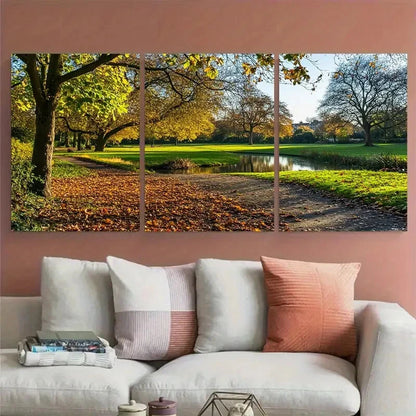 3pcs Kelsey Park London Tranquil Park Scene Metal Print Ready to Hang Art - Bella Home Decor