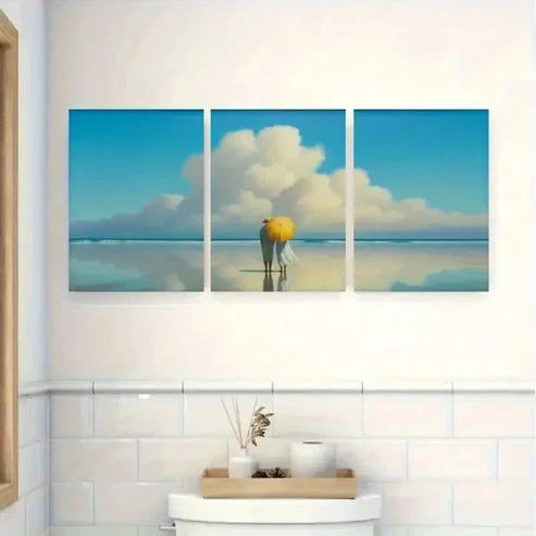 3pcs Serene Beach Canvas Wall Art Canvas Unframed - High Quality Print 100% Australian Made Wall Canvas
