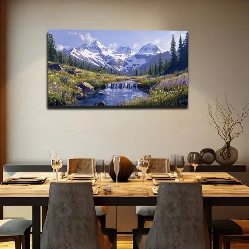 Large Snow-Capped Mountain Wall Art Canvas Office Home Room Framed 120x60cm