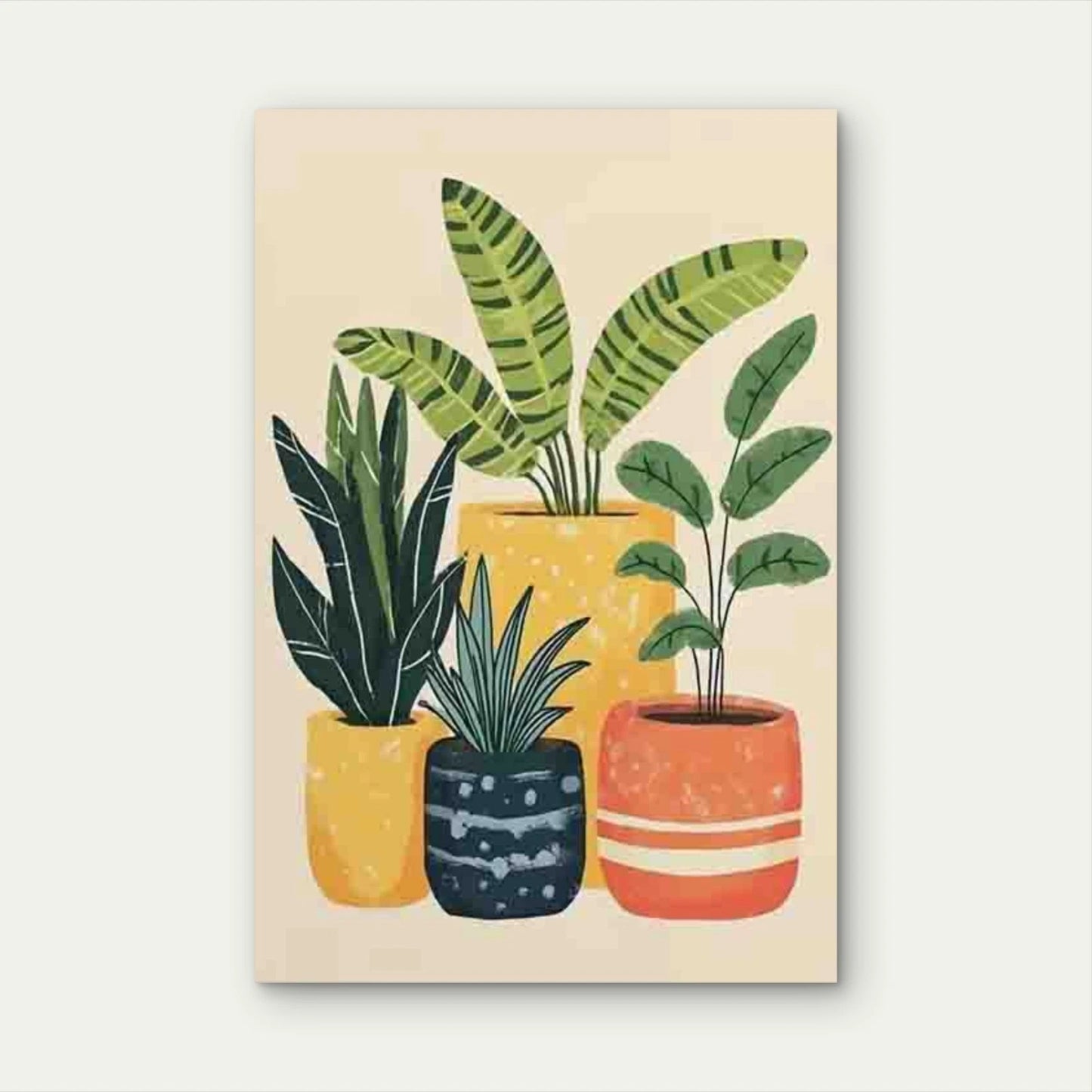 Vibrant Potted Plants in Colorful Vessels Metal Print Ready to Hang - Bella Home Decor