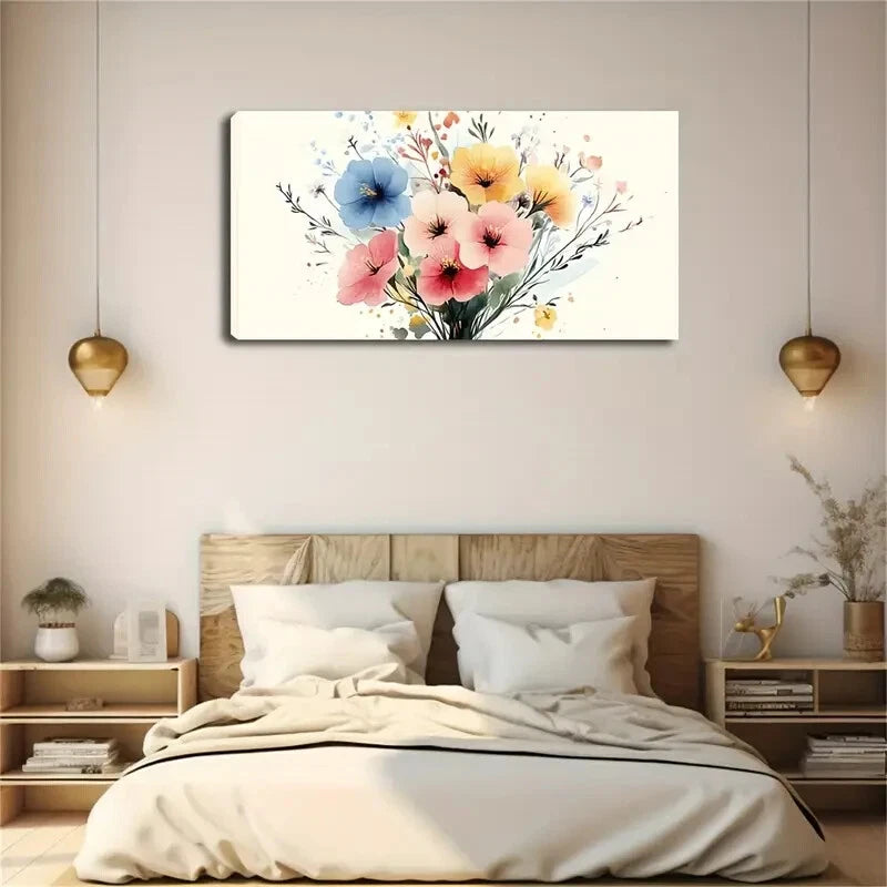 Flower Bouquet Vibrant Wall Art Canvas Office Home Room Framed 120x60cm - Bella Home Decor