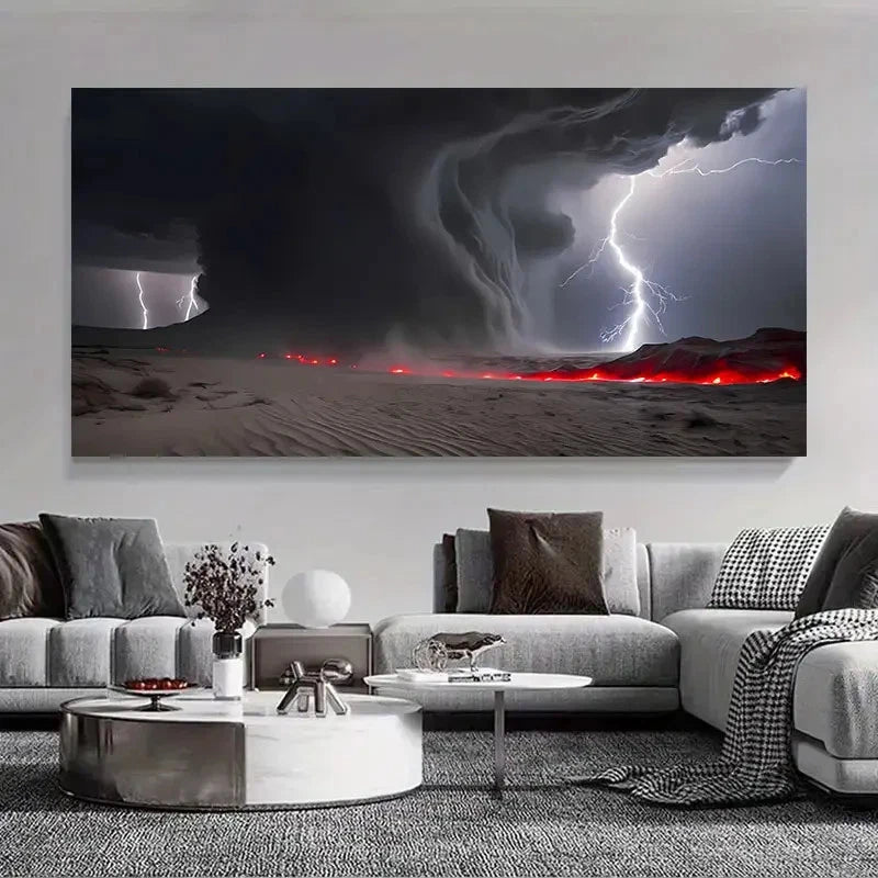 Seaside Hurricane Landscape Wall Art Canvas Office Home Room Framed 120x60cm