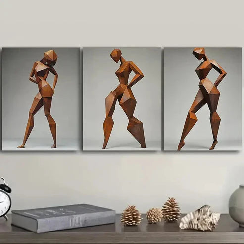 3pcs Rusty metal girl Dark Background Wall Art Set Canvas Unframed - High Quality Print 100% Australian Made Wall Canvas