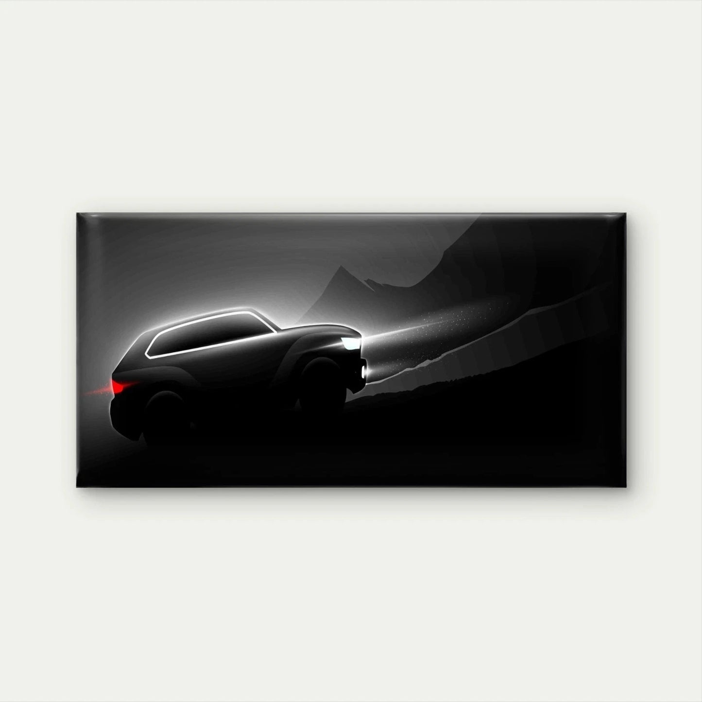 Black SUV Car Silhouette Wall Art Canvas Office Home Room Framed 120x60cm
