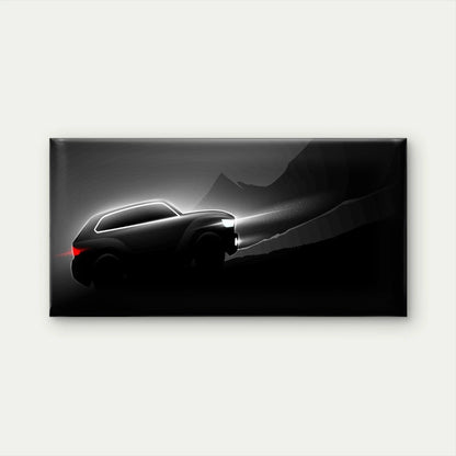 Black SUV Car Silhouette Wall Art Canvas Office Home Room Framed 120x60cm