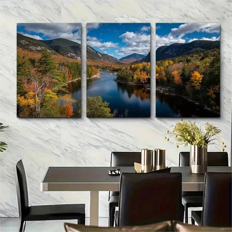 3pcs New Hampshire Posters USA Prints Perfect Wall Art Set Canvas Framed 50x70cm - High Quality Print 100% Australian Made Wall Canvas Ready to Hang