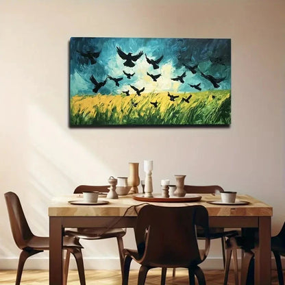 Wheat Field On The Crow Wall Art Canvas Office Home Room Framed 120x60cm