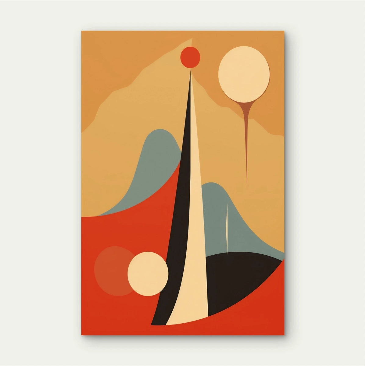 Mid-Century Modern Abstract Landscape 40x60cm Metal Print Ready to Hang