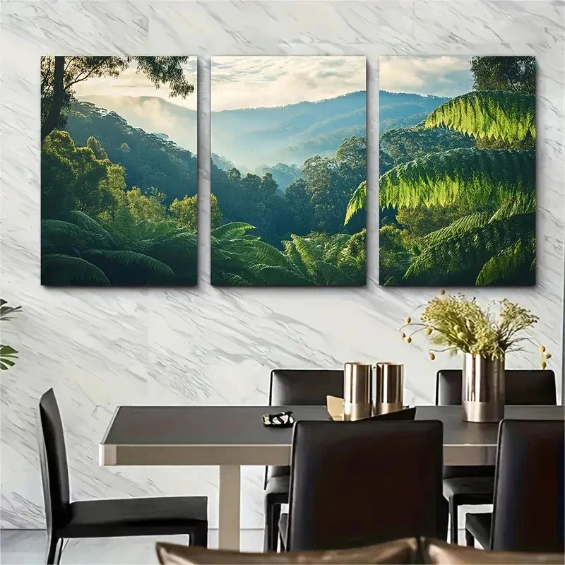 3pcs Dandenong Ranges National Park Floral Art Australia Wall Art Set Canvas Framed 60x90cm - High Quality Print 100% Australian Made Wall Canvas Ready to Hang - Bella Home Decor