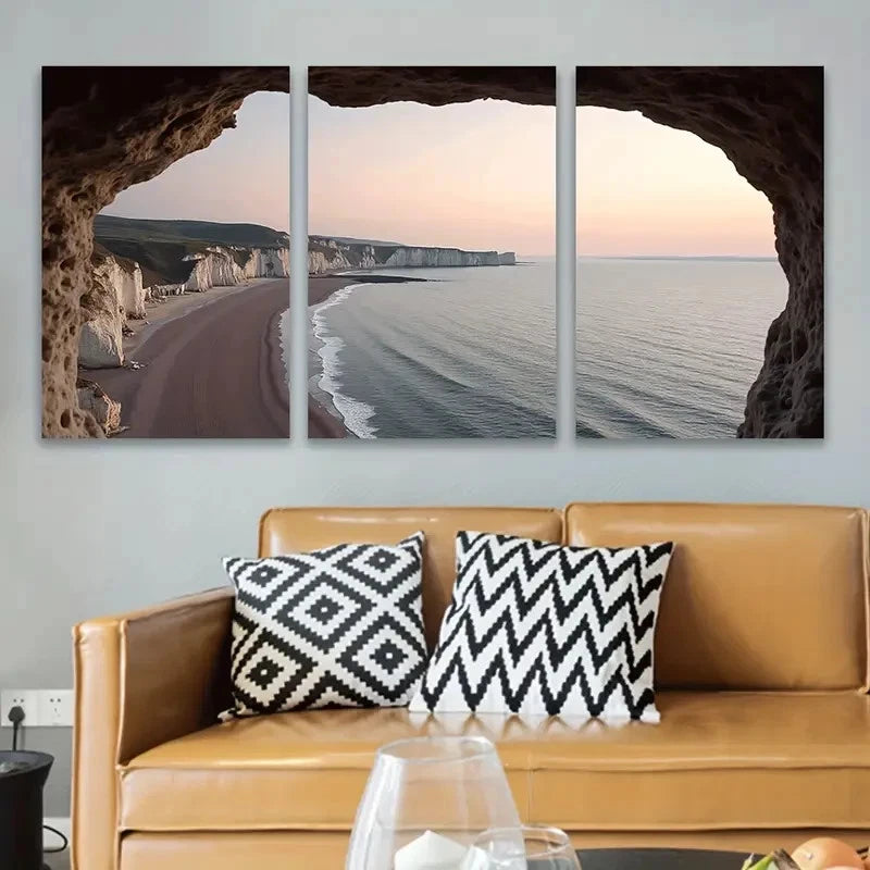 3pcs Coastal Beach Sunset Prints Wall Art Set Canvas Framed 60x90cm - High Quality Print 100% Australian Made Wall Canvas Ready to Hang - Bella Home Decor