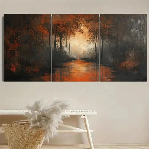 3pcs Dark Forest Scene Wall Art Set Canvas Unframed - High Quality Print 100% Australian Made Wall Canvas