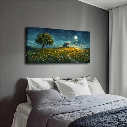 Serene Flower Field & Quaint Co Wall Art Canvas Office Home Room Framed 120x60cm