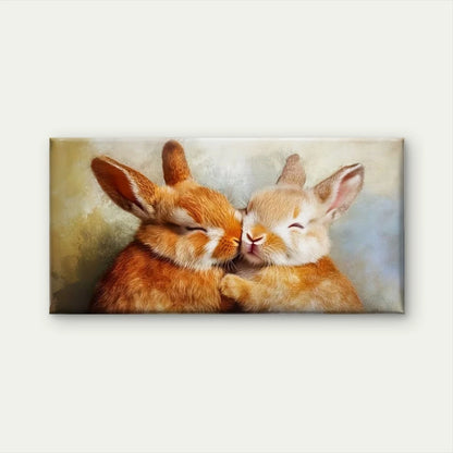 Two Lovely Rabbits Wall Art Canvas Office Home Room Framed 120x60cm