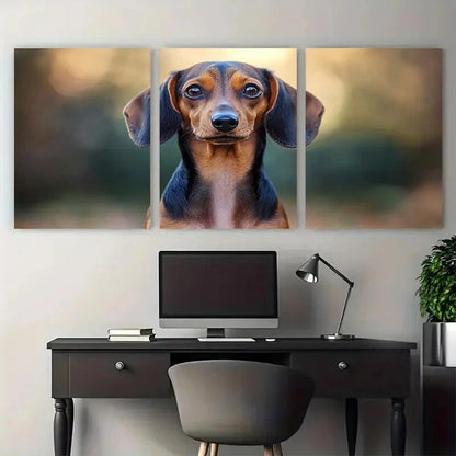 3pcs Adorable Dachshund Portrait Illustration Metal Print Ready to Hang Art - Bella Home Decor