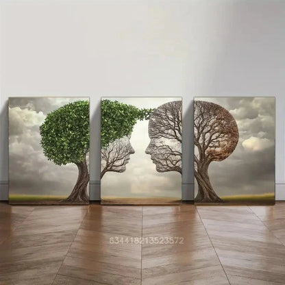3pcs Abstract Psychology Wall Murals Metal Print Ready to Hang Art - Bella Home Decor
