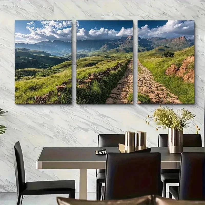 3pcs Drakensberg Lesotho Africa Travel Perfect Wall Art Set Canvas Framed 50x70cm - High Quality Print 100% Australian Made Wall Canvas Ready to Hang - Bella Home Decor