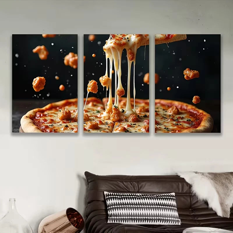 3pcs Sliced Pizza, Metal Print Ready to Hang Art - Bella Home Decor