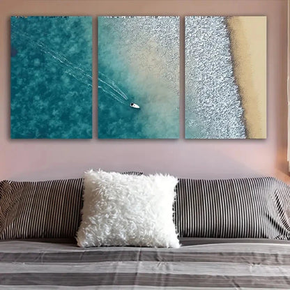 3pcs Surfboard Flying Over Waves Wall Art Set Canvas Framed 50x70cm - High Quality Print 100% Australian Made Wall Canvas Ready to Hang