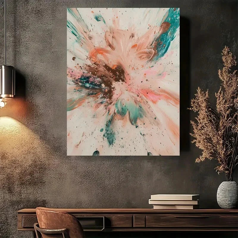 Beautiful Modern Abstract Vibrant Color Painting 40x60cm Metal Print Ready to Hang - Bella Home Decor