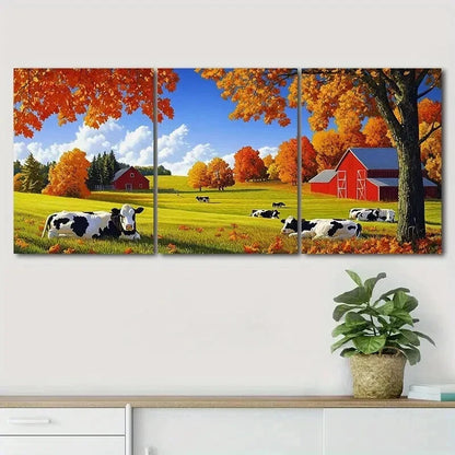 3pcs Autumn Scenery Beautiful Farm Perfect Wall Art Set Canvas Framed 60x90cm - High Quality Print 100% Australian Made Wall Canvas Ready to Hang
