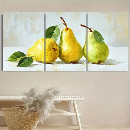 3pcs Pear Fruits Still Life Kitchen Art Wall Art Set Canvas Framed 60x90cm - High Quality Print 100% Australian Made Wall Canvas Ready to Hang